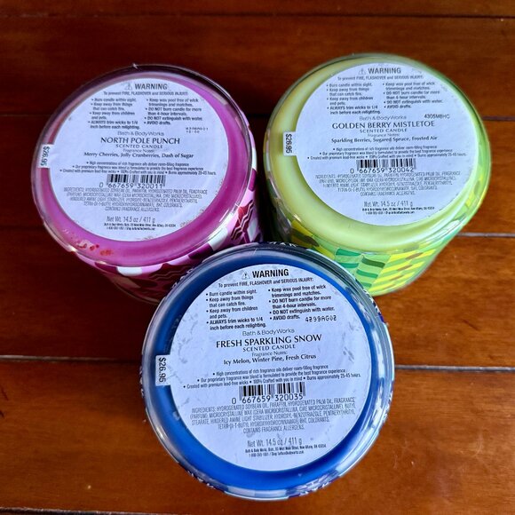 NEW 3-Pc 3-Wick Holiday Candles by Bath & Body Works - Picture 3 of 3